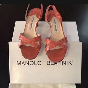 Manolo Blahnik Coral Heels with box and dust bag 37.5